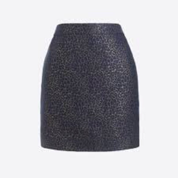 J. Crew Dresses & Skirts - J. Crew Metallic Leopard Jacquard‎ Mini Skirt Blue Gold Women’s Sz 6 NEW